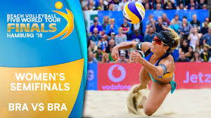 The european beach volleyball championship (or the nestea european championship final) is a unisex sport competition for national teams in the sport of beach volleyball. Women S Semifinal Bra Vs Bra Beach Volleyball World Tour Finals Hamburg 2018 Youtube