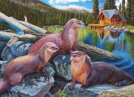 Includes the otters 1000 piece puzzle and 64 piece puzzle. 1000pc River Otter Jigsaw Puzzle 80164 Cobble Hill Puzzle Co