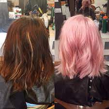Brunette To Bubblegum Pink In A Day By Colorist Whitdavishair Hair Styles Pastel Pink Hair Hair Color Pink