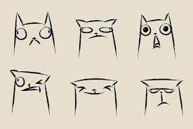 Set Of Cats Emotions Cats Faces Cat Face Drawing Drawing Expressions Funny Cat Faces