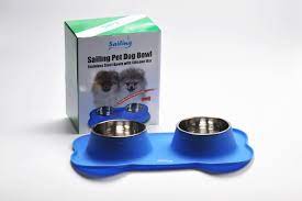 Sailing Silicone Stainless Steel Spill Proof Dog Bowl Pets Cats Feeder Bowls Food Water Feeding Travel Bowl Bpa Free Blue P Dog Bowls Dog Feeding Pet Bowls
