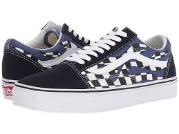 Black And White Checkered Vans With Red Flames Vans Old Skooltm Checker Flame Navy True White Skate Shoes It S Old School Or No School With The Cla Girls Sneakers Sneakers Leather Shoes Woman
