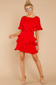 Sassy Red Short Sleeve Dress Short Ruffled Dress Dress 60 00 Red Dress Boutique Red Dress Short Red Dress Shop Red Dress