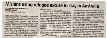 Maybe you would like to learn more about one of these? Malaysian Newspaper Report On Malays Dodgy Refugee Excuse To Stay In Australia 26 000 Applications In 2016 17 Fy Alone Michael Smith News