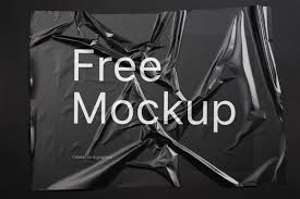 Free Plastic Wrinkled Reflections Mockup Paper Mockup Plastic Texture Poster Mockup Free