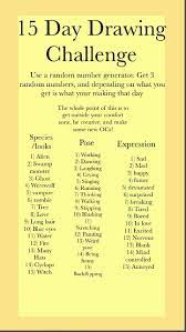 15 Day Drawing Challenge Drawing Challenge Art Journal Challenge Drawing Generator