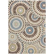 The tag on the underside reads 100% polypropylene and is made in turkey. Safavieh Veranda Cream Blue 7 Ft X 10 Ft Indoor Outdoor Area Rug Ver091 0612 6 The Home Depot