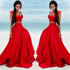 These glam maxi dresses come in a. Two Piece Red Formal Dresses Long Cheap Sleeveless Sexy Prom Dress Online Ba7932 Newarrivaldress Com