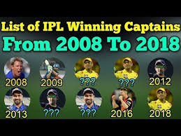 List Of Ipl Winning Captains From 2008 To 2018 Ipl Winning Captains List Ipl Youtube Captain