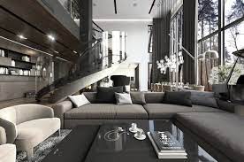 An impressive spiral staircase is the central focus of the penthouse creating a sense of urban opulence. Modern Luxury Apartment Interior Design