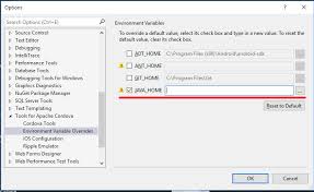 Setting Java Home So Cordova In Visual Studio Picks It Up Stack Overflow
