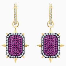 Swarovski Tarot Magic Hoop Pierced Earrings Purple Gold Tone Plated Nortons Jewellers