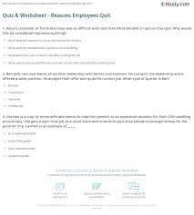 Let's embark on a journey of marriage, shall we? Quiz Worksheet Reasons Employees Quit Study Com
