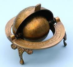 The brass armillary sphere w/ stone base measures 3 x 7. Celestial Armillary Globe