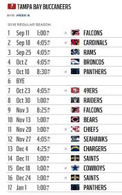 The schedule can come in very handy to keep track of all. Tampa Bay Buccaneers 2016 Nfl Schedule Released