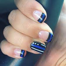 My Thin Blue Line Nails Correctionswife Supportlawenforcement Line Nail Designs Lines On Nails Hair Nails Make Up