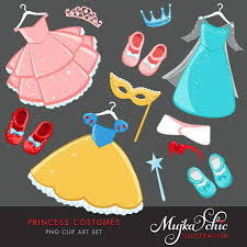 Princess Costumes Clipart With Cute Matching Dress Up Etsy Princess Costumes Clip Art Costume Party