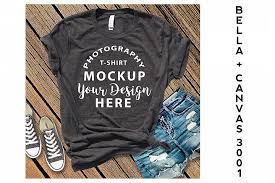 Bella Canvas 3001 T Shirt Mock Up Color Dark Grey Heather 384174 Mock Ups Design Bundles Tshirt Mockup Shirt Mockup Mockup