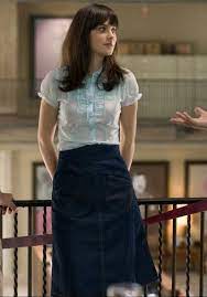 Summer Finn Blouse And Denim Skirt Zooey Deschanel Style Zooey Deschanel Fashion