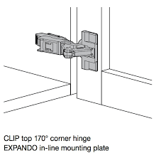 You need blum clip top hinges, 110° should work. Blum Inserta 170 Corner Hinges Cabinet Joint