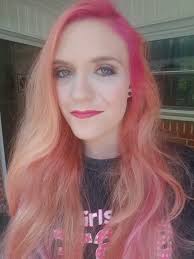 Blue Pretty Makeup Mua Faded Pastel Pink Orange Hair Coral Hair Peach Hair Peach Hair Coral Hair Pink And Orange Hair