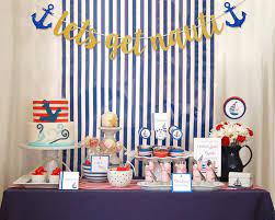 Nautical party planning ideas supplies cake idea boat sailor navy. Buy Let S Get Nauti Gold Glitter Banner For Nautical Sailor Theme Birthday Bachelorette Party Anchor Cruise Banner Decorations Online In Indonesia B07mpp6y8g