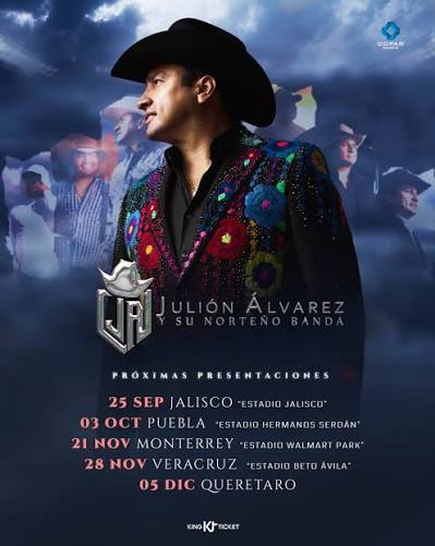Les comparto las fechas confirmadas, oiga. 🫶🏼🔥 ¡Y somos… Julión Álvarez  y su Norteño Banda! #julionalvarez #coparmusic #kingticket