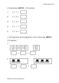 Ujian 1 Matematik Tahun 1 2012 Kids Math Worksheets Math Exercises Preschool Worksheets