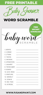 Free Printable Baby Shower Word Scramble Baby Shower Wording Free Printable Baby Shower Games Baby Shower Printables