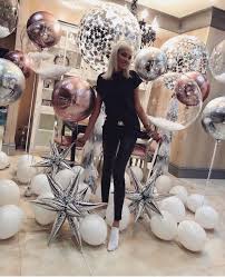 Follow Me For More Party Inspiration Party Balloon Inspiration Rose Gold Silver And White P Birthday Party Decorations Gold Birthday Party Party Balloons