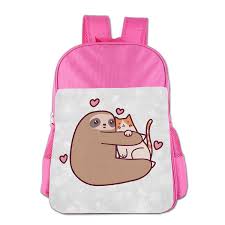 Boys Girls Sloth Loves Cat Backpack School Bag 2 Color Pink Blue You Can Get More Details By Clicking On The Im Cat Backpack School Bags School Backpacks