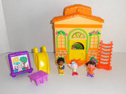 Dora The Explorer School House Playset Lot Action Figures Fold Up Take Along Action Figures Playset Dora The Explorer