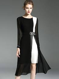 Contrast Color Block Mesh Elegant Midi Dresses With Free Shipping Jollyhers Elegant Midi Dresses Fancy Dresses Fashion