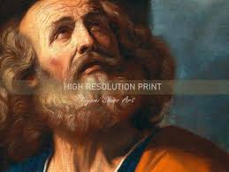 Saint Peter Portrait by Famous Italian Artst Guercino, 17th Century Baroque  Period, Simon Peter the Apostle Christian Wall Art Digital Print