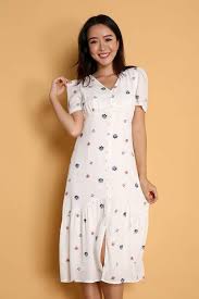 KASSIDY WHITE FLORAL SLEEVED MIDI