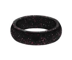Qalo Black Sparkle Love Rings Are So Much More Than Rubber Rings They Are Medical Grade Silicone Wedd Black Wedding Rings Black Sparkle Silicone Ring Women