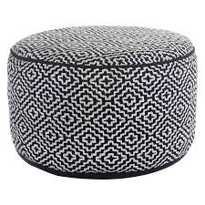 Black And White Ottoman Pouf Maison Black White 20 Round Ottoman Pouf Walmart Com Pouf Ottoman Round Ottoman Ottoman