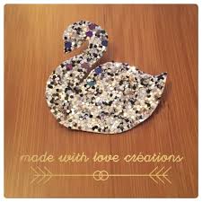 Broche Paillettes Cygne Bijoux Broche Creations