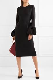 Black Satin Trimmed Crepe Dress Roksanda Black Long Sleeve Dress Crepe Dress Dresses