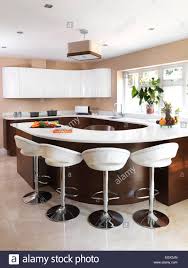 bar stools at breakfast bar in modern