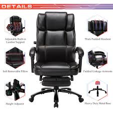 You can get this chair in three sizes: Big And Tall Reclining Office Chair High Back Executive Computer Desk Chair With Adjustable Built In Lumbar Support Angle Recline Locking System And Footrest Thick Padding For Comfort Walmart Com Walmart Com
