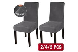 Kindly check the measurement guide in the picture and measure your chairs before ordering. Super Stretch Dining Room Chair Covers Slip Covers Slipcovers For Dining Chairs Removable Washable 2 4 6 Pack Grey Kogan Com