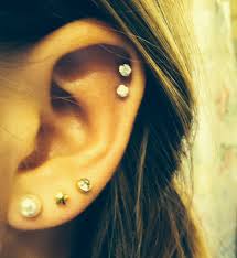 double cartilage and third piercing earings piercings ear piercings piercings
