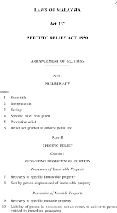Laws of malaysia act 712 competition act 2010 arrangement of sections part i preliminary section 1. 137 Specific Relief Act Pdf Free Download