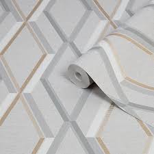 Browse our array of trending colours including charcoal and. Superfresco Easy Prestige Grey Geometric Gold Effect Smooth Wallpaper Diy At B Q
