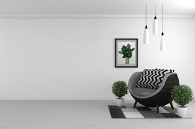 Room Interior Wall Mock Up With Fabric Sofa And Plants On White Background 3d Rendering Interior Walls Room Interior Living Room Wall