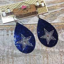 Blue Dallas Cowboys Teardrop Earrings Cricut Crafts Handmade Teardrop Earrings