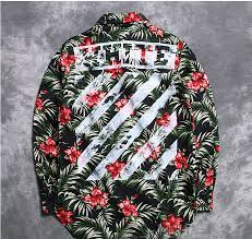Off White Stripe Kanye West Virgil Flower Green Print Long Sleeved Shirt Kanyewestoutfits Urbanfashion Off White Clothing Off White Fashion Off White Hoodie