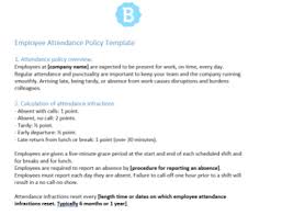 Keep this lunch dedicated to informal small talk and not work details. Employee Attendance Policy Template