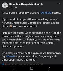 Uninstalling the latest updates from the android system webview seems to fix the issue for most folks irrespective of the device they use. Androidsystemwebview Twitter Search